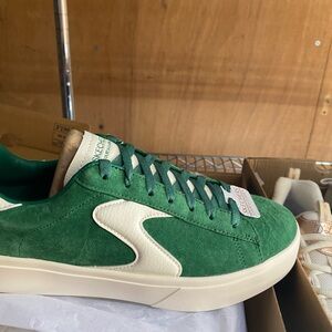 Skechers Green and White Suede Sneakers